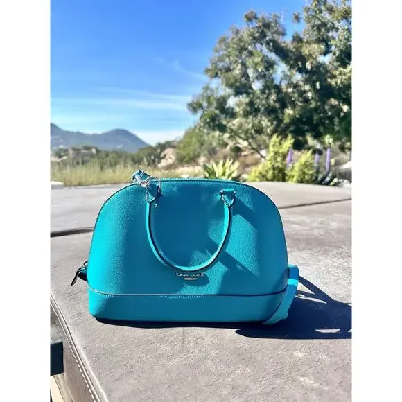 NWT Coach Crossgrain Mini Sierra Satchel Bag Leather Handbag Turquoise Blue $295